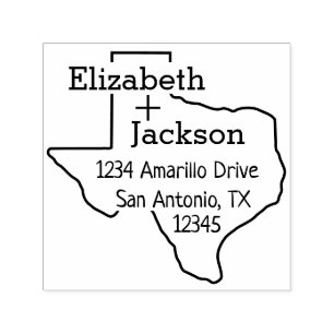 Texas Silhouette Couple Address Permastempel