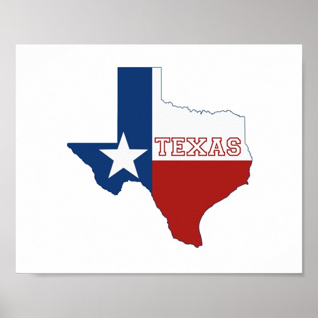 Texas Silhoutte Karte Gestaltete Staatsflagge-Plak Poster (Vorne)