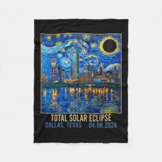 Texas Skyline Artistic Total Solar Eclipse 2024 Fleecedecke