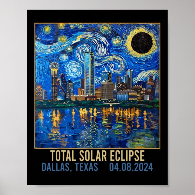 Texas Skyline Artistic Total Solar Eclipse 2024 Poster (Vorne)