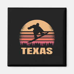Texas Snowboarden Vintage Snow Boarder Retro 70er Magnet