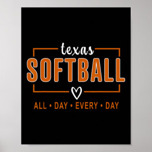 Texas Softll Vintage Damen Herren Kinder Team Retr Poster