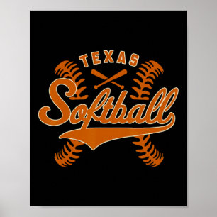 Texas Softll Vintage Herren Kinder Team Retro Soft Poster
