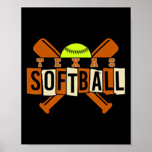 Texas Softll Vintage Männer Kinder Team Retro Soft Poster