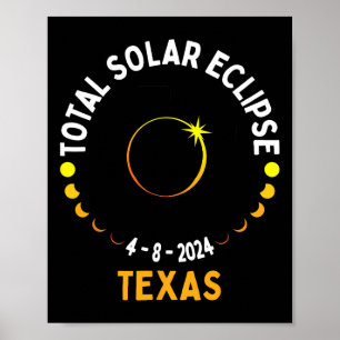 Texas Solar Eclipse 2024 Party Gesamtübersicht USA Poster