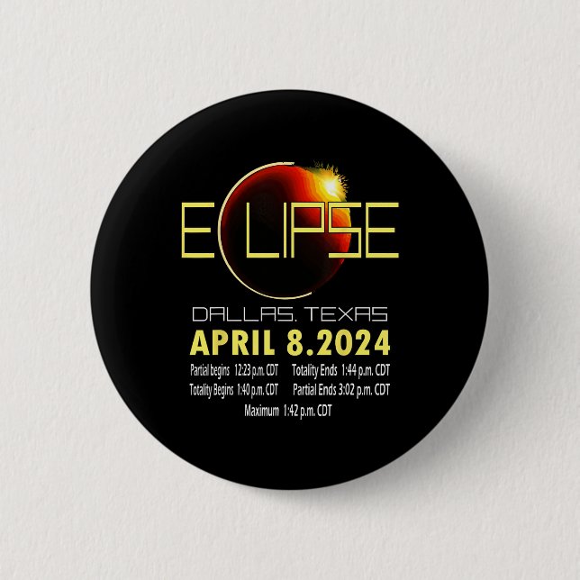 Texas Solar Eclipse 2024 Solar Eclipse Funny Texas Button (Vorderseite)