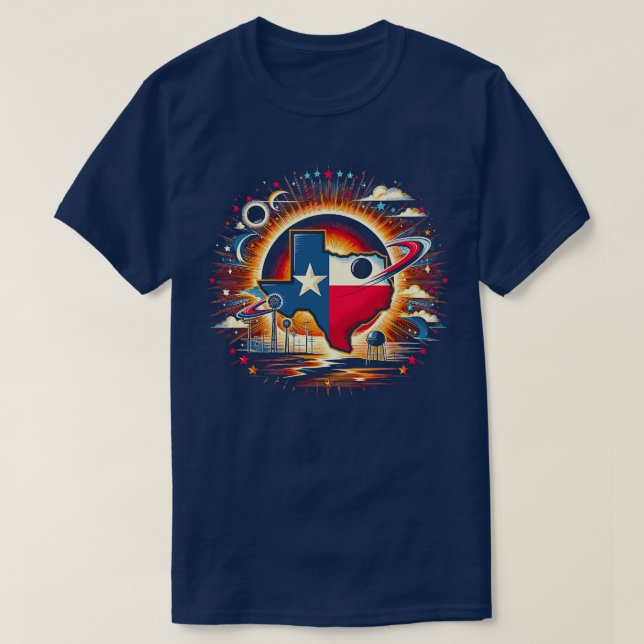 Texas Solar Eclipse 2024 Starry Night Solar Eclips T-Shirt (Design vorne)