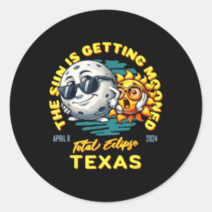 Texas Solar Eclipse Apr 8 2024 Sun gewinnt Mond Runder Aufkleber
