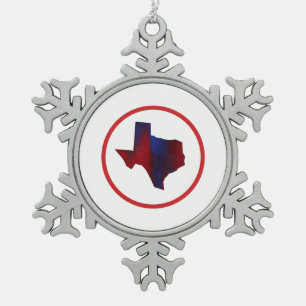 Texas Staat Abstrakt Red & Blue Schneeflocken Zinn-Ornament