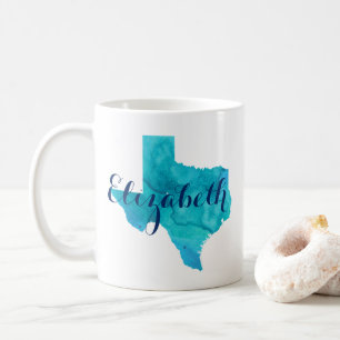 Texas Staat Aqua Blue Aqua Name Custom Coffe Kaffeetasse