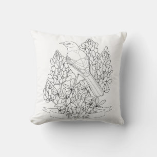 Texas Staat Bird & Blume Farbseite Kissen