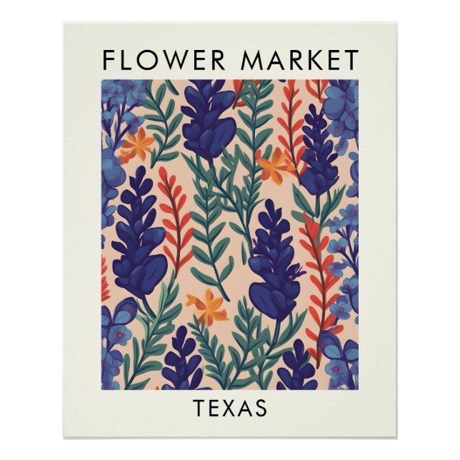 Texas Staat Bluebonnet Blume Market Poster (Vorderseite)