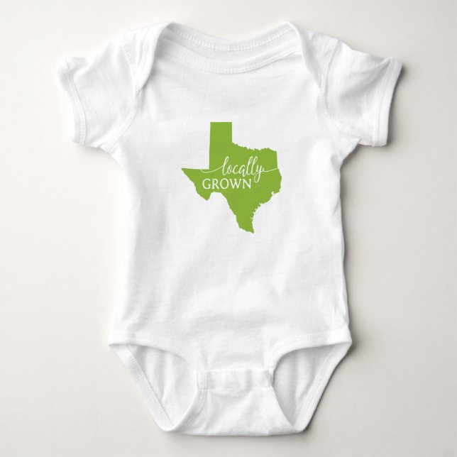 Texas Staat Bodysuit, lokalisiert in Texas Baby Strampler (Vorderseite)