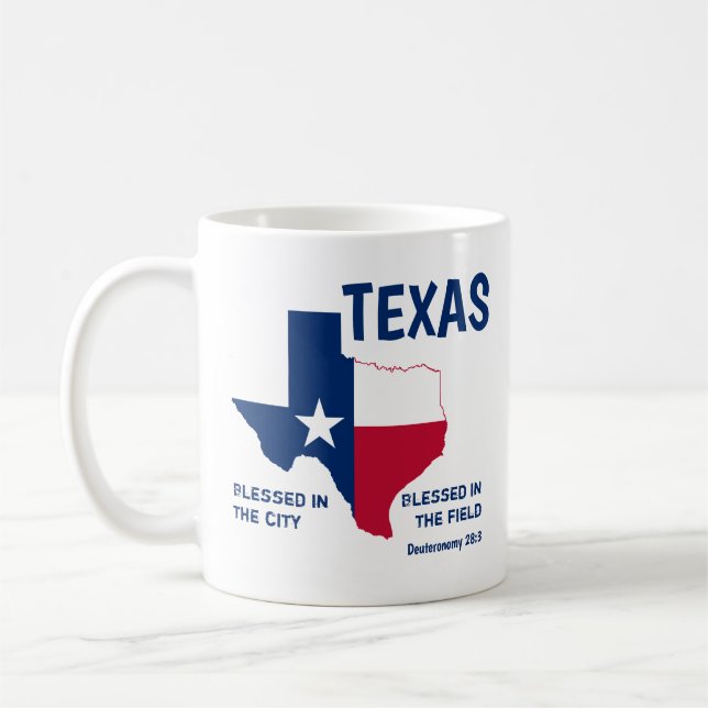 TEXAS STAAT FLAG Christliche Schrift gesegnet Kaffeetasse (Links)