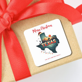 Texas Staat Frohe Weihnachten Custom Holiday Quadratischer Aufkleber