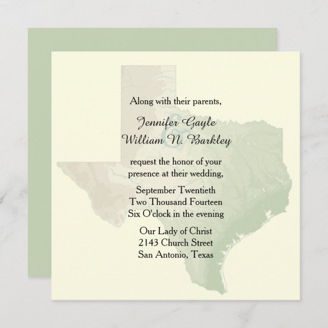 Texas Staat Hochzeitseinladung Einladung (Vorne/Hinten)