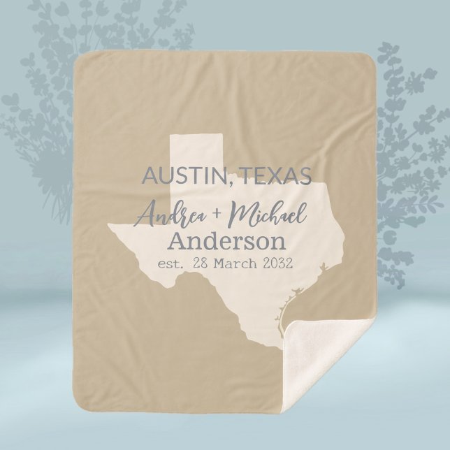 Texas Staat Karte Coupé Name und Datum Hochzeit Sherpadecke (Von Creator hochgeladen)