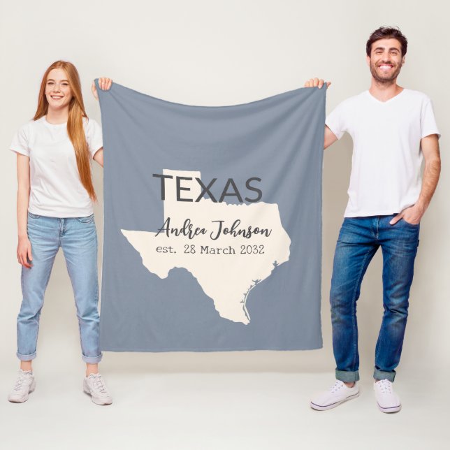 Texas Staat Karte Individuelle Name und Datum Fleecedecke (Beispiel)
