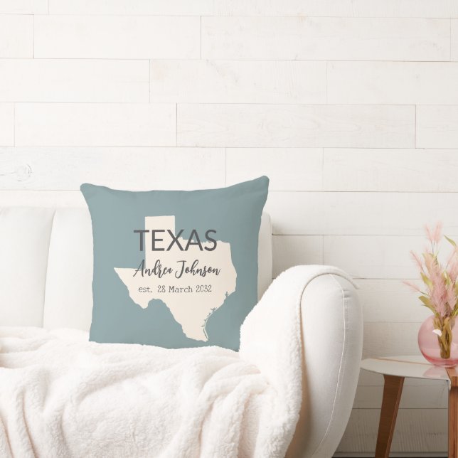 Texas Staat Karte Individuelle Name und Datum Kissen (Liege)