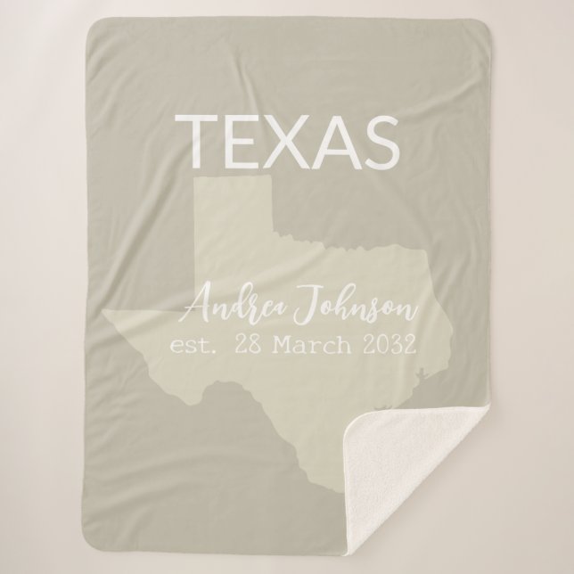 Texas Staat Karte Individuelle Name und Datum Sherpadecke (Vorderseite)