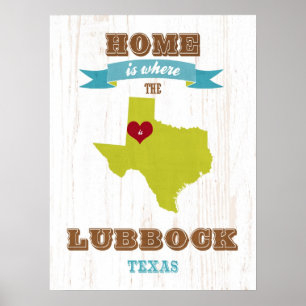 Texas Staat Karte - Liebe Lubbock Art Poster
