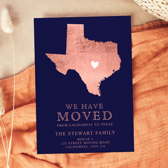 Texas Staat Karte marineblaue Rose Gold Zuhause be (Von Creator hochgeladen)