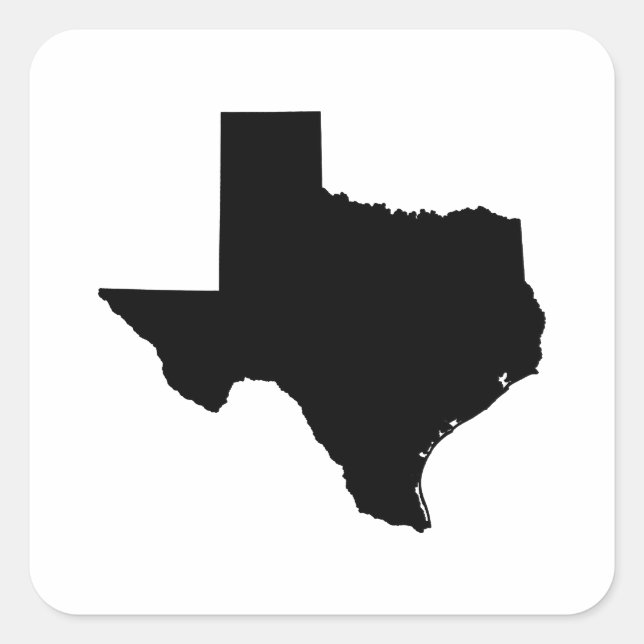 Texas Staat Kontur Quadratischer Aufkleber (Vorderseite)