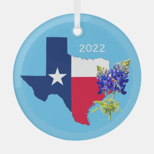 Texas Staat Kontur und Bluebonnets Ornament
