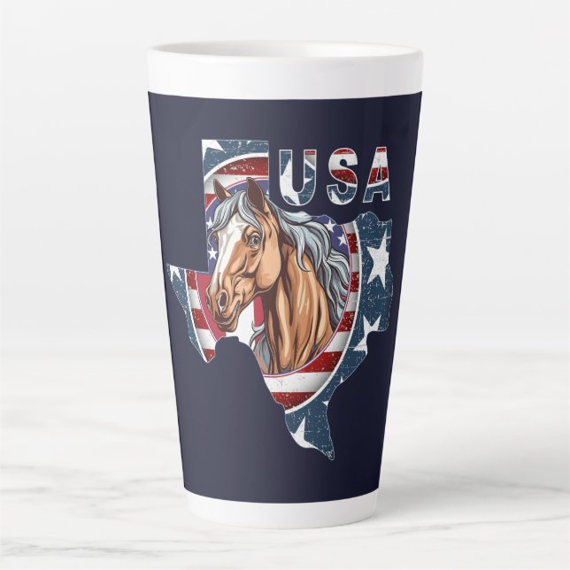 Texas Staat Kontur USA Pferd Milchtasse (Vorderseite)