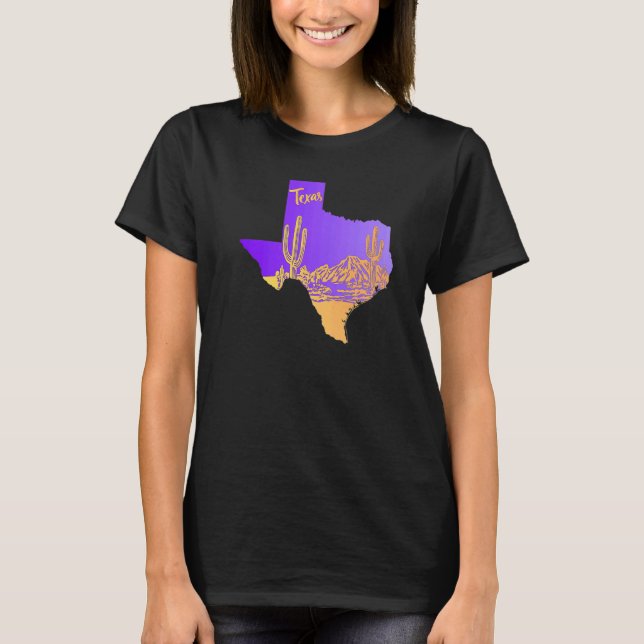 Texas Staat Landschaft Wüste Landschaft Cacti Hand T-Shirt (Vorderseite)