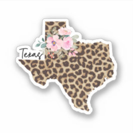 Texas Staat Leopard Print mit Blume Aufkleber