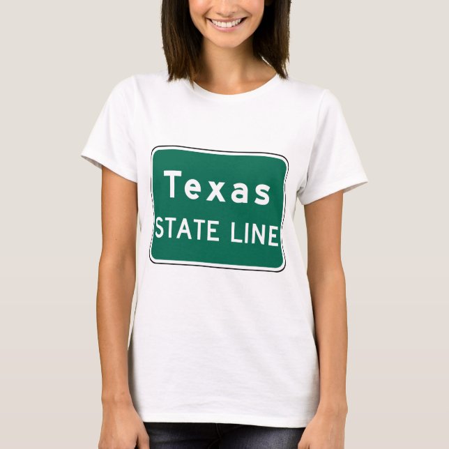 Texas Staat Line Road-Zeichen T-Shirt (Vorderseite)