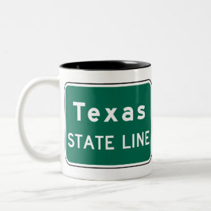 Texas Staat Line Road-Zeichen Zweifarbige Tasse
