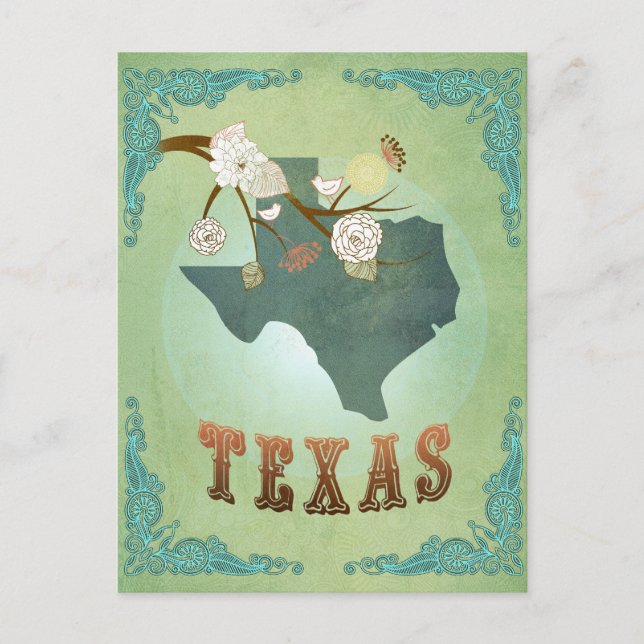 Texas Staat Map - Green Postkarte (Vorderseite)