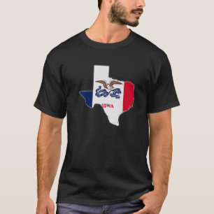 TEXAS STAAT MAP IOWA IA Flag Roots Men Women Gift T-Shirt