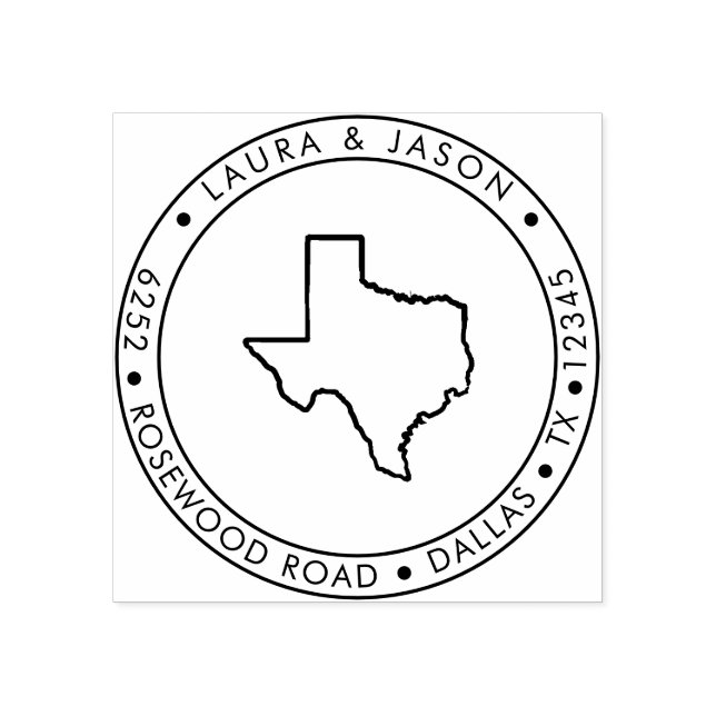 Texas Staat Map Rücksendeadresse Wood Gummistempel (Prägung)