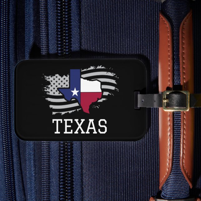 Texas Staat Map USA Patriotic Texan Gepäckanhänger (Vorderseite Insitu 4)