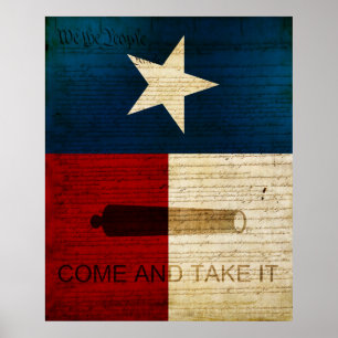 Texas-Staat mit Alamo-Flagge Poster