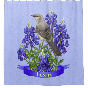 Texas Staat Mockingbird & Bluebonnet Blume Duschvorhang
