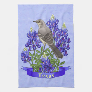 Texas Staat Mockingbird & Bluebonnet Blume Küchentuch