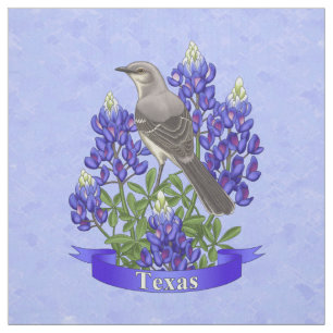 Texas Staat Mockingbird & Bluebonnet Blume Stoff