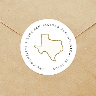 Texas Staat Rücksendeadressen-Aufkleber Runder Aufkleber