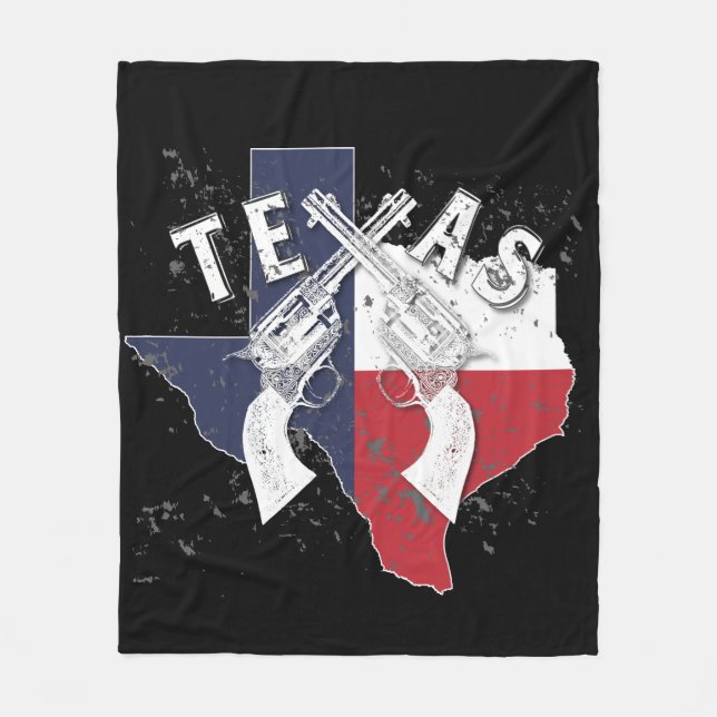 Texas Staat Souvenir Crossed Six Shooter Pistolen Fleecedecke (Vorderseite)