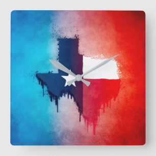 Texas Staat Symbol Color Tropfen Quadrat Wall Cloc Quadratische Wanduhr