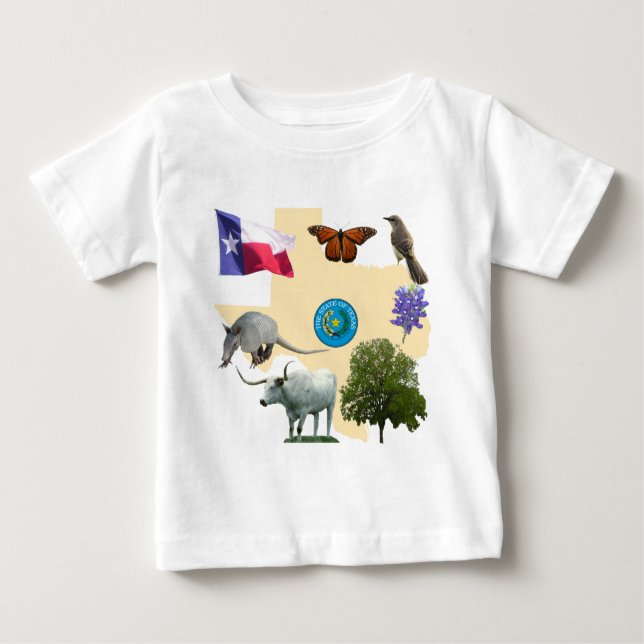 Texas Staat Symbole Baby T-shirt (Vorderseite)