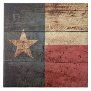 Texas-Staats-Flagge auf altem hölzernem Korn Fliese