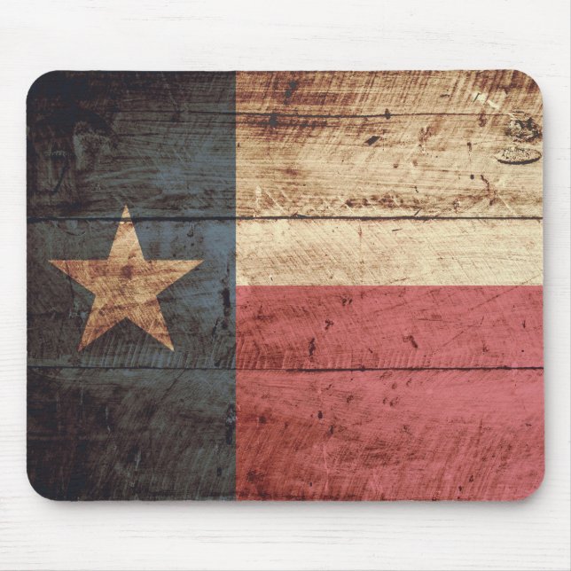 Texas-Staats-Flagge auf altem hölzernem Korn Mousepad (Vorne)