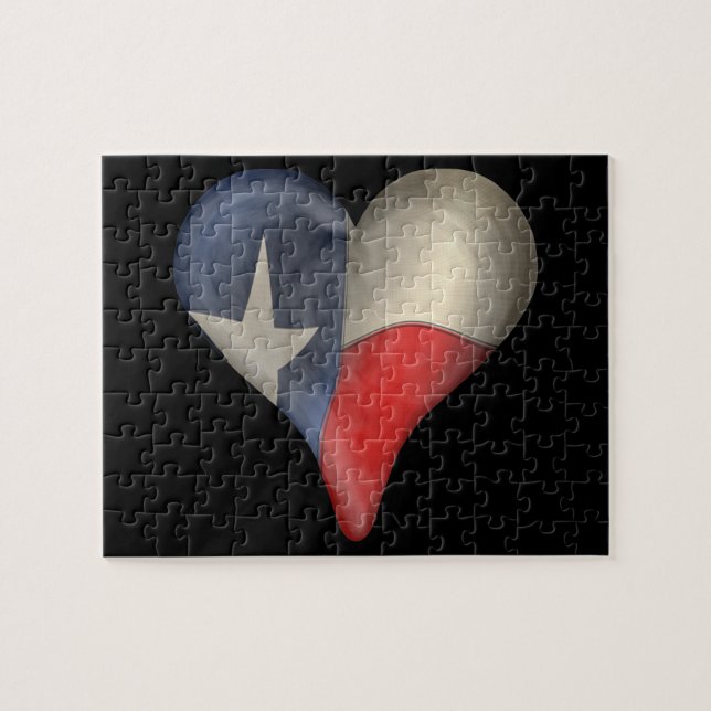 Texas-Staats-Flagge in einem Herzen Puzzle (Horizontal)