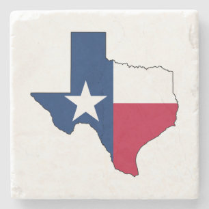 Texas-Staats-Karte und Flaggen-einziger Steinuntersetzer