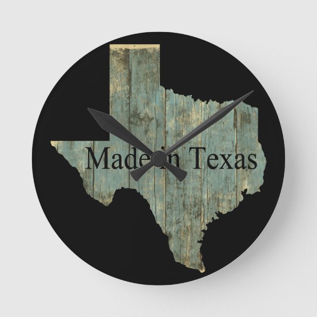 Texas-Staats-Karten-schroffe Bauholz-Wand-Uhr Runde Wanduhr (Vorderseite)